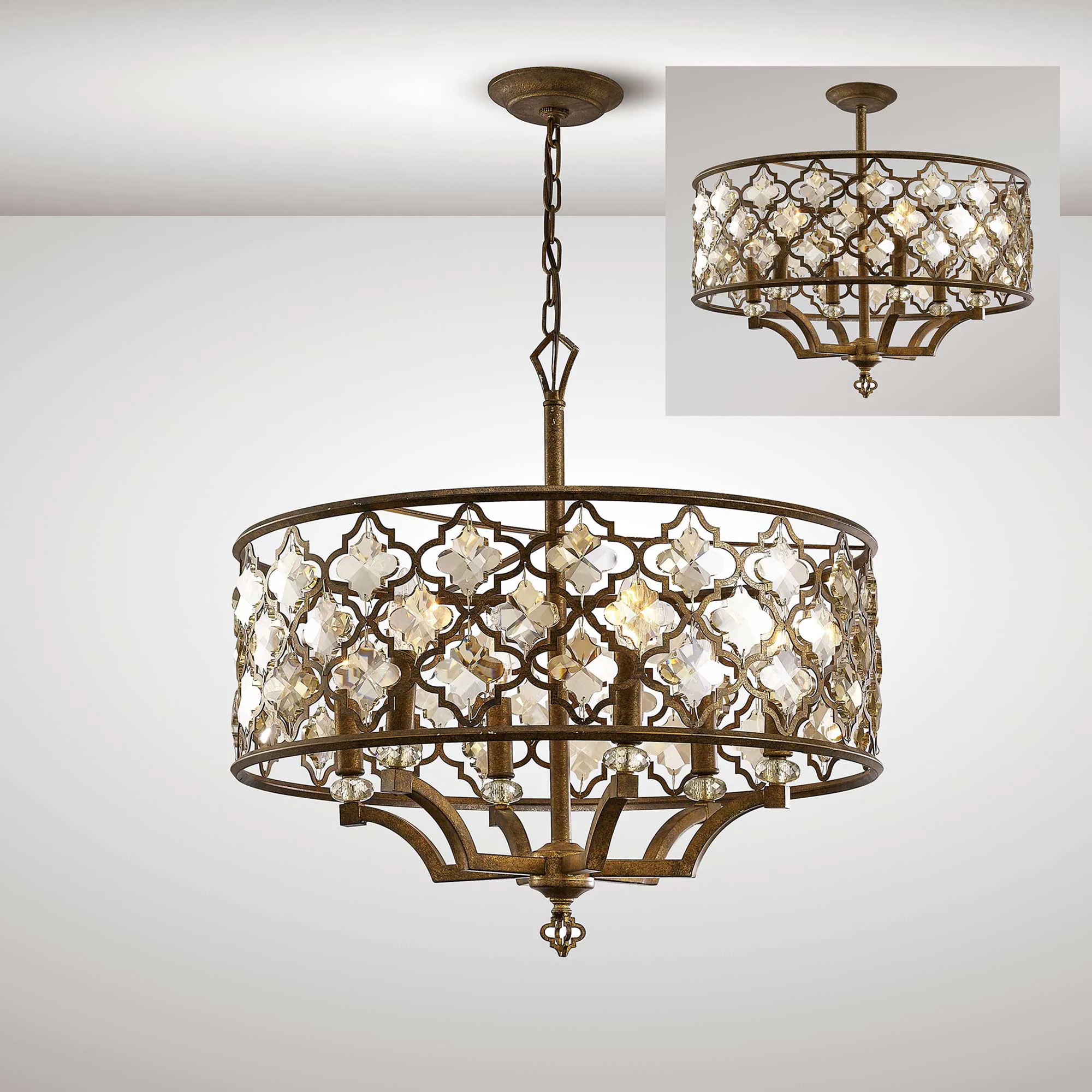 Indie Crystal Ceiling Lights Diyas Ringed & Square Crystal Fittings Indie Crystal Ceiling Lights Diyas Ringed & Square Crystal Fittings